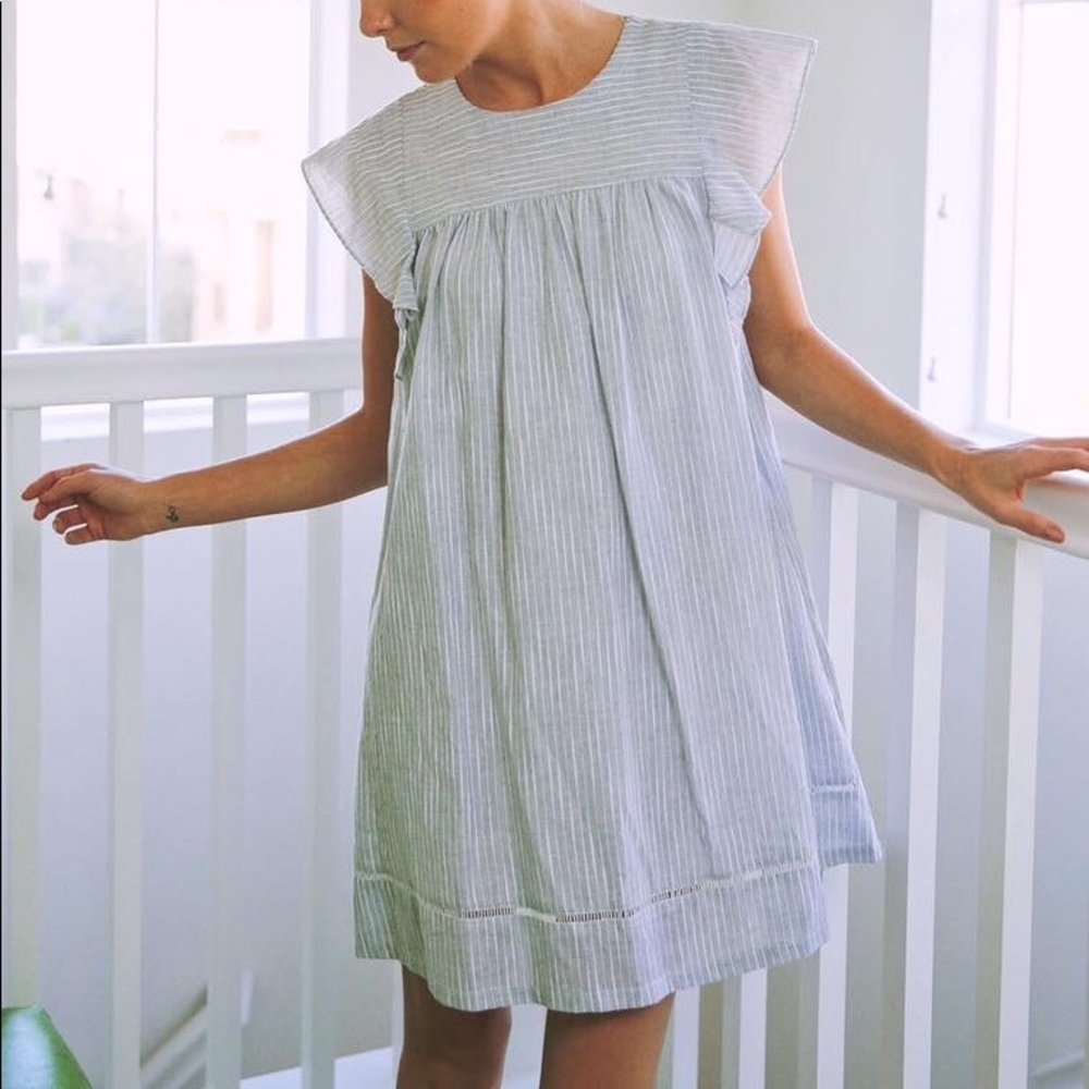 ADORABLE Grey & White Pinstripe Baby Doll Dress!